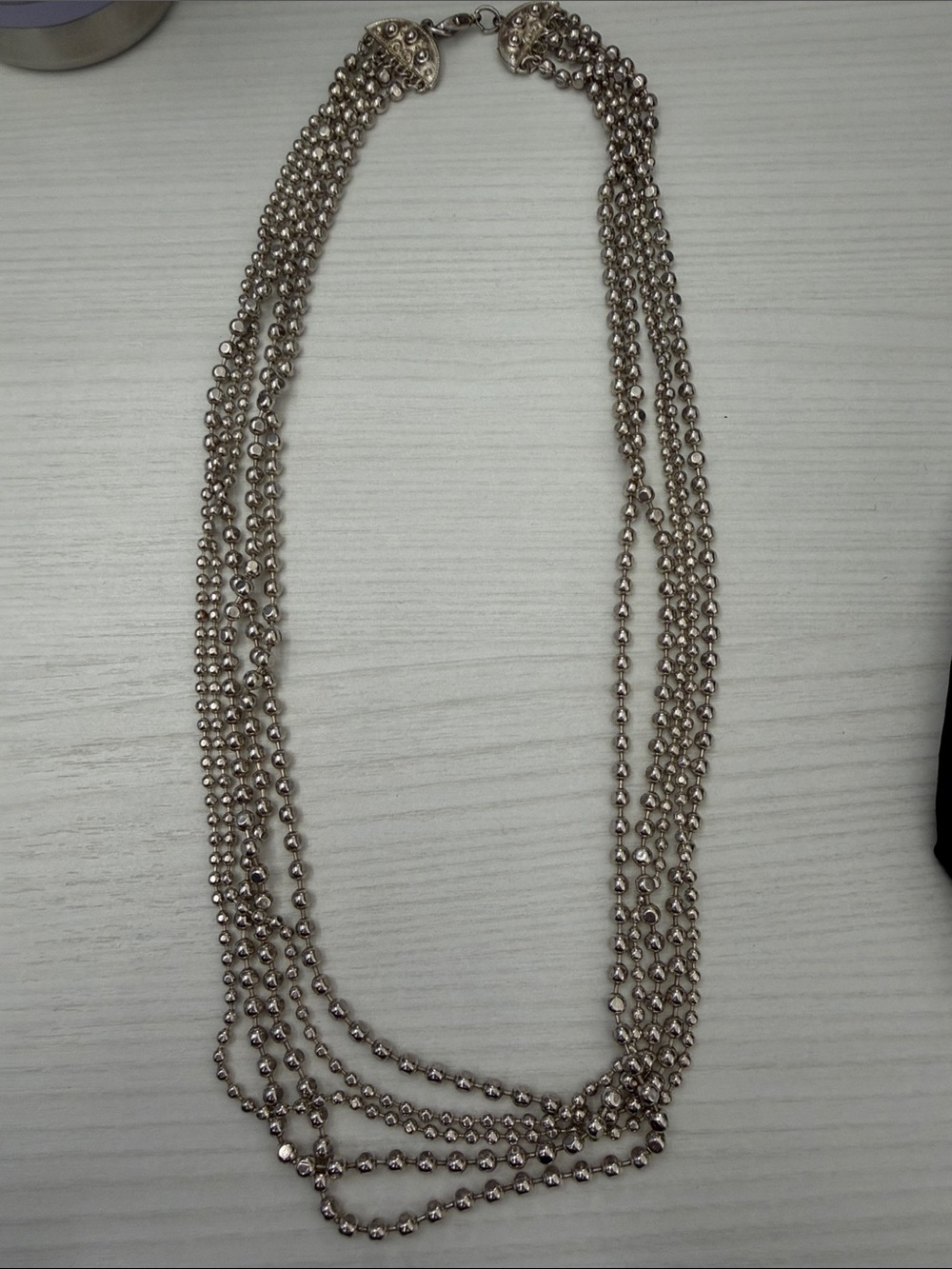 Multi-Strand Beaded Necklace in Gray Like New
